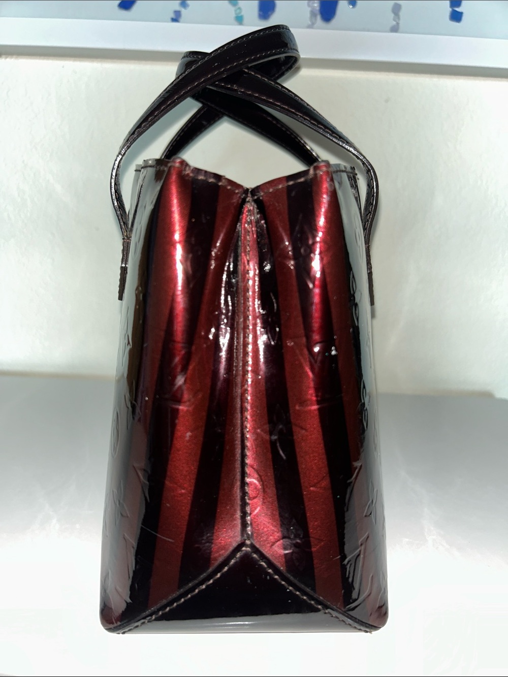 Louis Vuitton striped Rayures Wilshire vernis tote - Picture 3 of 11